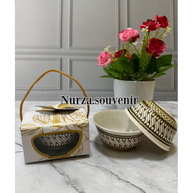 souvenir mangkok isi 50pcs bulat batik